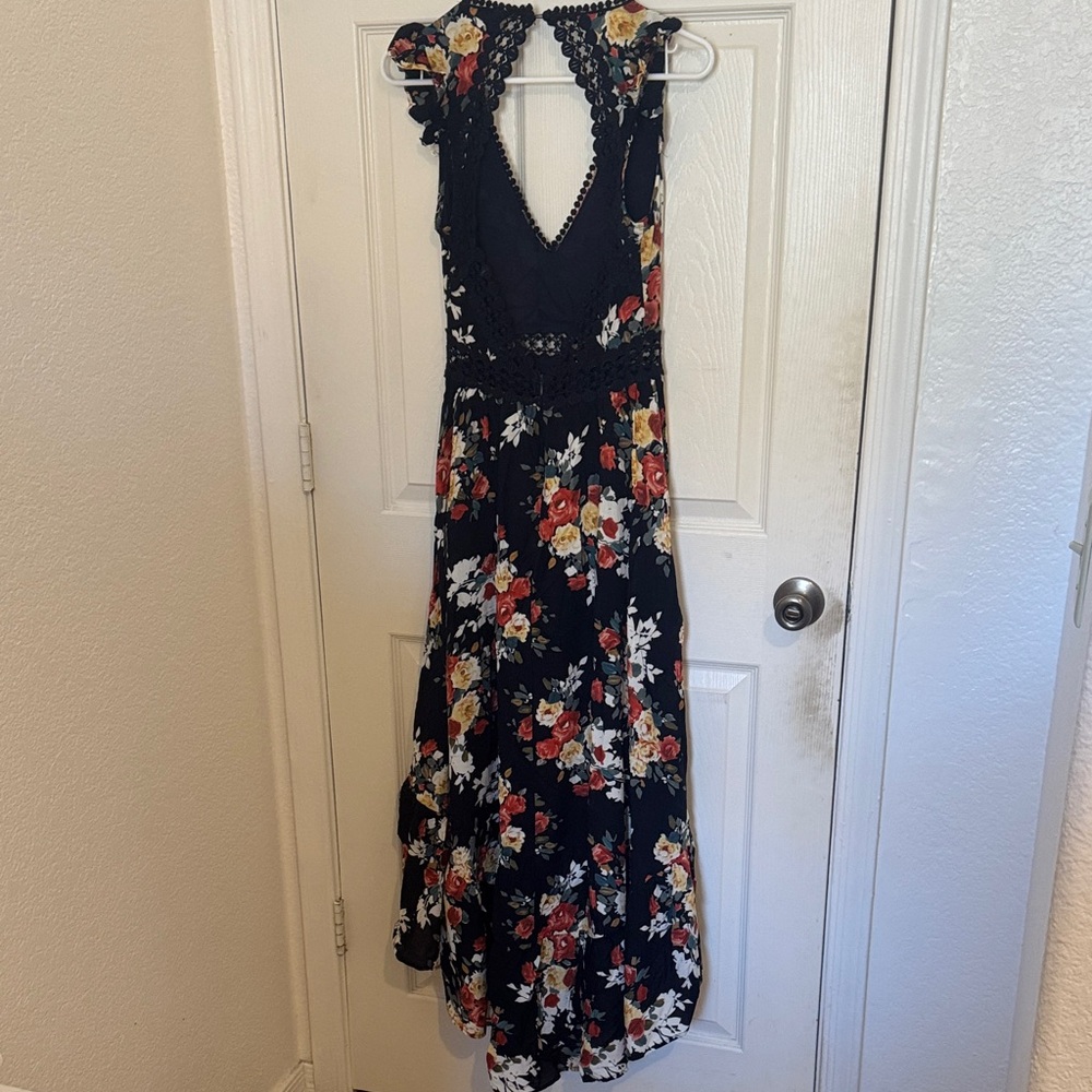 Floral Black high-low dress